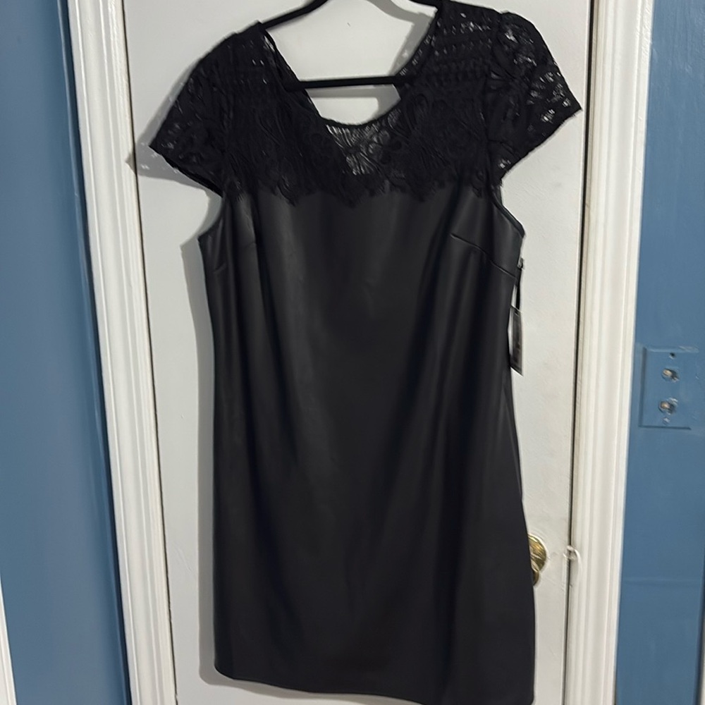 Black faux leather dress